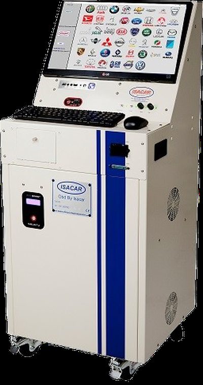 Fotografía del banco de pruebas OBD real fabricado por Direcciones Isacar